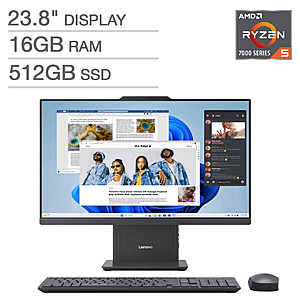 Lenovo IdeaCentre 24 23.8" All-in-one Desktop - Ryzen 5 7535HS - Windows 11 - 16GB RAM - 512GB SSD $499.99