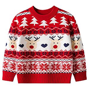Knemksplanet Ugly Christmas Sweater for Toddler Baby Boys Girls Knit Sweater Kids Pullover Sweatert (US,Age,2 Years,Red Elk#3) $12.94