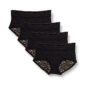 Amazon Essentials Women's Comfortable Lace Stretch Hipster Underwear,Pack of 4,Black,X-Large $5.54