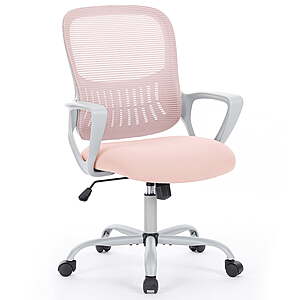 edx Desk Chair with Ergonomic Lumbar Support for Home, Office, Bedroom, 250lbs, Pink $49.99