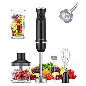 Immersion Blender Handheld Hand Blender, 1000W 5 in 1 Hand Mixer Stick, BPA-Free 12 Speed Handheld Blender 304 Stainless, Mixing Beaker, Chopper, Whisk, Milk Frother $29.58