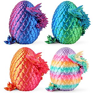 Rapean 8" 3D Printed Dragon Eggs, Mystery Crystal Dragon Egg for Easter Basket Stuffers, Unique Easter Toys & Decor, Fantasy Tabletop Decor for Kids & Collectors (4 Pack) $9.98