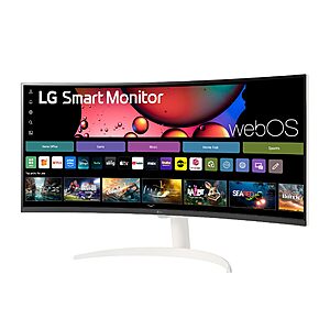 LG 34SR60QC-W 34-inch QHD (3440x1440) Curved Smart Monitor with Streaming, UltraWide Screen, webOS, HDR10, 100