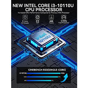 GMKtec Mini PC, G3 PRO Intel Core i3-10110U (Beats 4300U/N150), 16GB DDR4 RAM (Dual Channel) 512GB Storage Dri