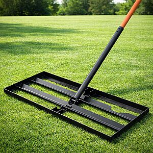 Lawn Leveling Rake, 30"x10" Leveling Rake with 78 Inch Adjustable Handle, Stainless Steel, for Backyard, Garden, Golf Course, Farm ＆ Pasture $29.99