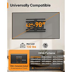 Perlegear Ultra Slim TV Wall Mount 1.1" Low Profile for 42-90" TVs, Fits 16"/24" Studs, Full Motion TV Mount Wall Bracket with Dual Articulating Arms, Swivel, Tilt $69.99