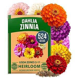 HOME GROWN Zinnia Dahlia Seeds Pack for 2026 Non GMO 524 Flower Seeds | Vibrant Zinnia Elegans for Pollinator Gardens,Borders & Containers | Easy-to-Grow Outdoor Blooms $5.59
