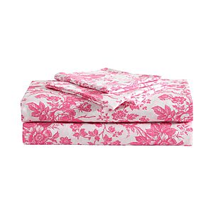 Betsey Johnson - Twin Sheet Set with Fitted Sheet & Pillowcase, Fade & Wrinkle-Free Bedding, Deep Pocket, Dorm Room Essentials, Betsey's Toile Pink $10.49