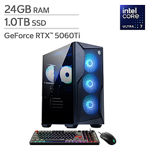 MSI Codex R2 AI Gaming Desktop – Intel Core Ultra 7 265 - GeForce RTX 5060 Ti 16GB – 24GB RAM – 1TB SSD – Windows 11 $1899.99