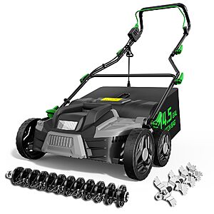 TIECTOWN 2026 Upgrade 16-Inch 15.5A Electric Dethatcher & Scarifier, Green $149.97