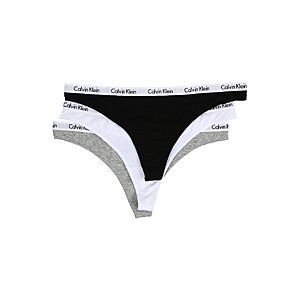 Calvin Klein Women's 3 Pack Carousel Thong Panty, Black/White/Grey Heather, Large $14.96