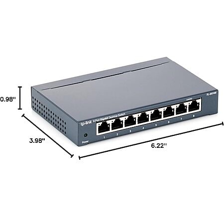 TP-Link 8 Port Gigabit Ethernet Network Switch - Ethernet Splitter | Plug & Play | Fanless | Sturdy Metal w/ Shielded Ports | Traffic Optimization | Unmanaged $17.99