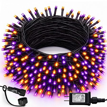 DAZZLE BRIGHT Halloween 300 LED String Lights, 100FT String Lights with 8 Lighting Modes, Halloween Decorations for Party Carnival Supplies