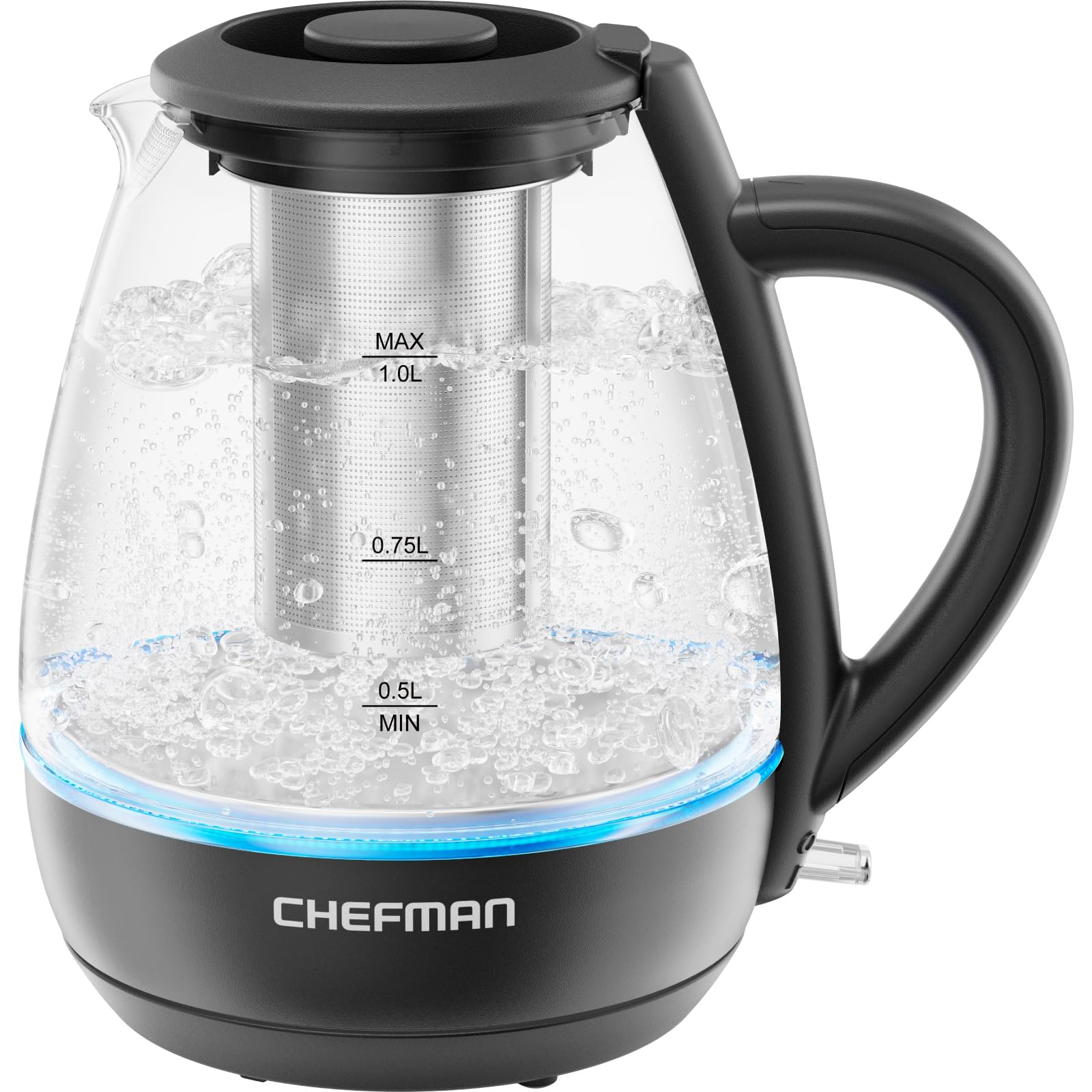 Chefman Electric Kettle with Tea Infuser, 1L 1500W, Removable Lid 16.