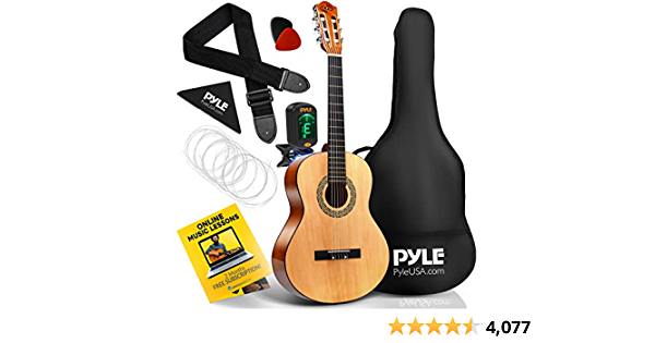 Pyle Classical Acoustic Guitar 36” Junior size Kit with Travel Gig Bag, Tuner, Picks, Strap for $45 at Amazon - $45