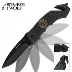 Timber Wolf Assist Rescue Black Folding Knife $5 &amp; free shipping