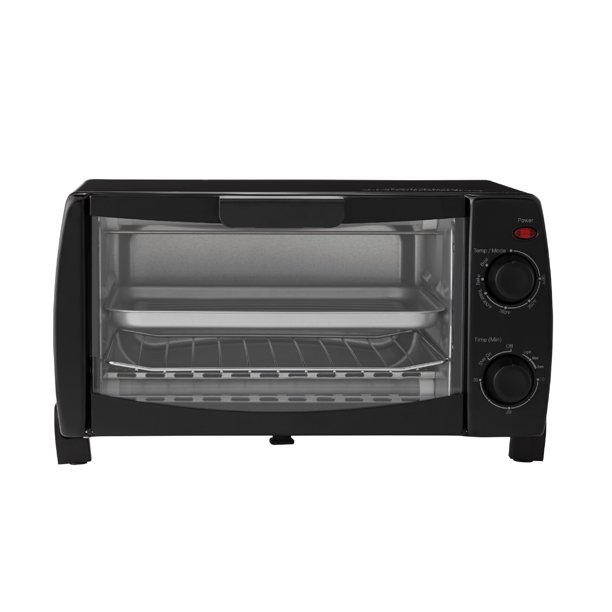 Mainstays 4 Slice Black Toaster Oven with Dishwasher-Safe Rack & Pan - $20