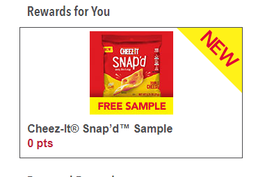 Free Bag of Cheez-it Snap’d Crackers  Kellogg's Family Rewards  ( No Points Needed )