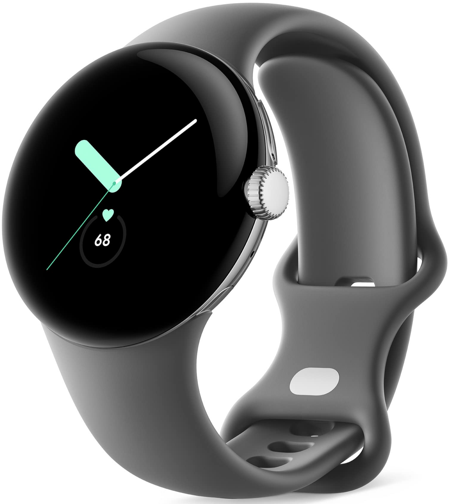 Google Pixel Watch - Polished Silver Stainless Steel case with Charcoal Active band - LTE $342.26 at Amazon