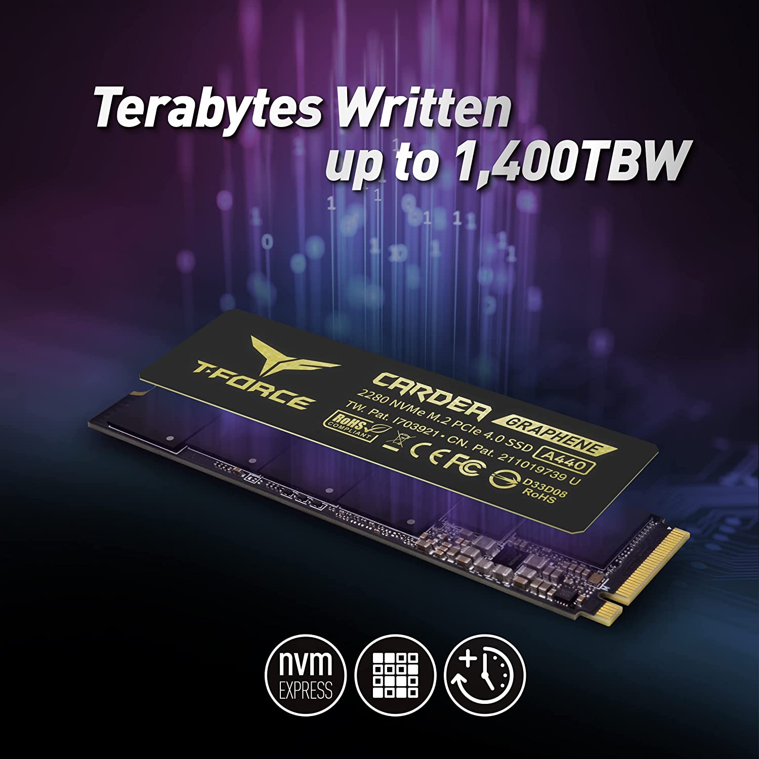 2TB TEAMGROUP T-Force CARDEA A440 Graphene & Aluminum Heatsink with DRAM 3D NAND TLC NVMe PCIe Gen4 x4 M.2 2280 Works with PS5 Internal SSD 7,000/6,900 MB/s - $101.99