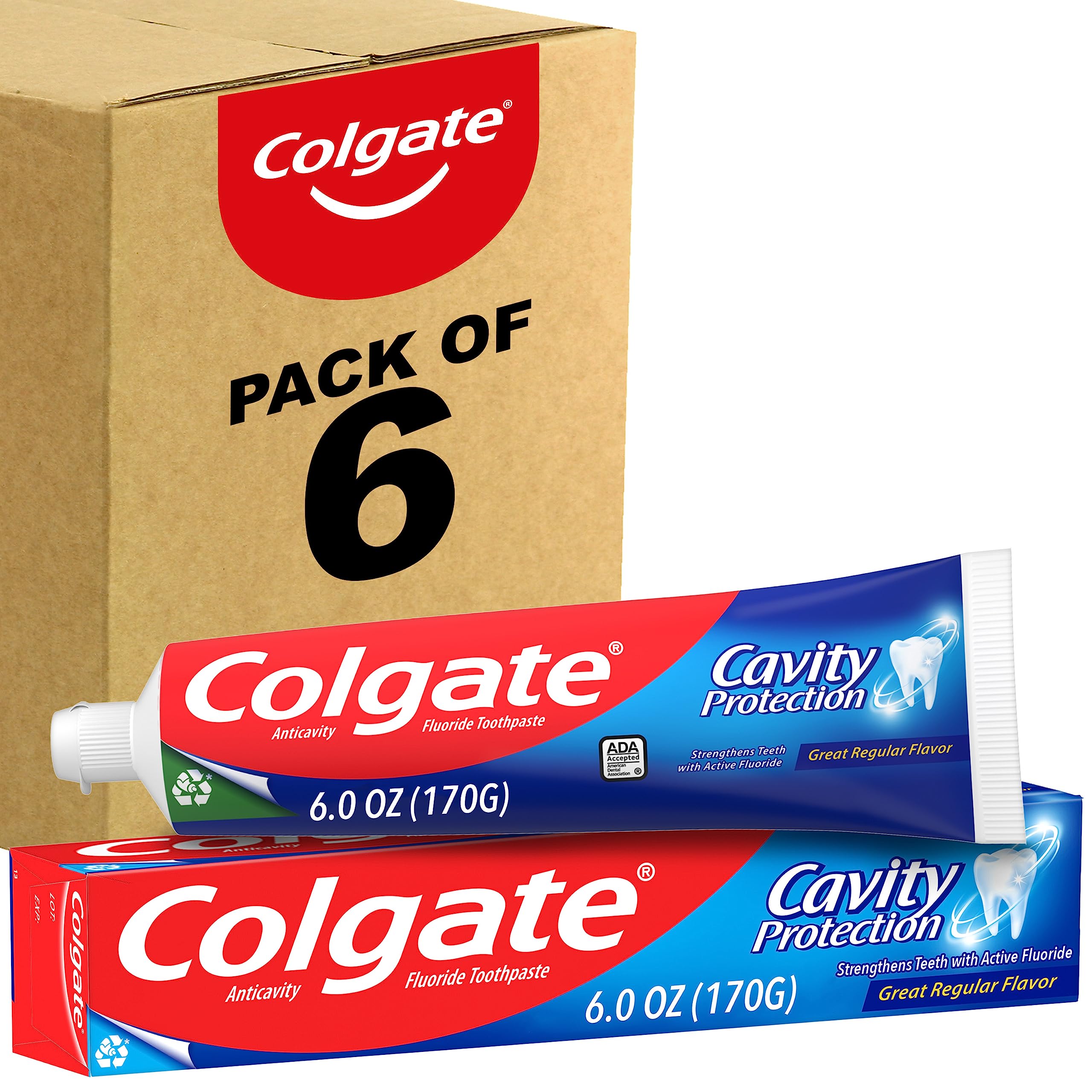 Colgate Cavity Protection Toothpaste with Fluoride, Great Regular Flavor, 6 Ounce (Pack of 6) x 5 - $29.70 at Amazon