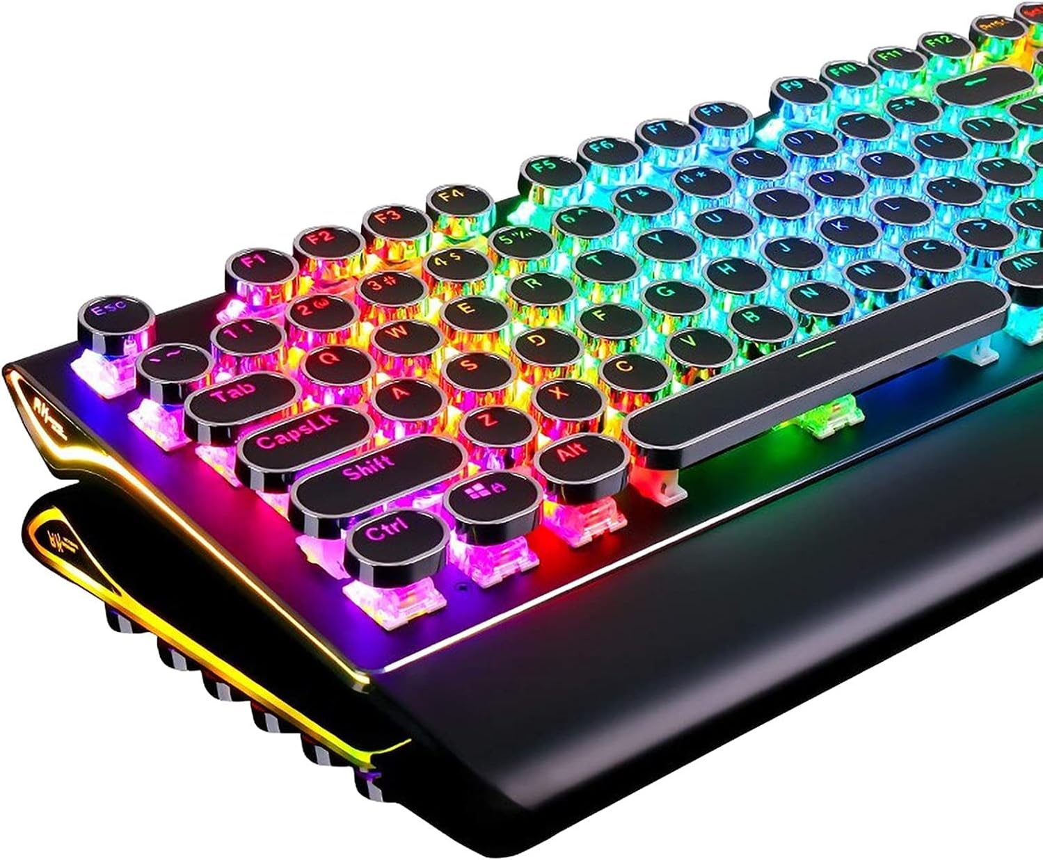Limited-time deal: RK ROYAL KLUDGE S108 Typewriter Keyboard, Retro Mechanical Gaming Keyboard Wired 108 Keys with RGB Backlit Sidelight, Detachable Wrist Rest, Round Keyc - $53.59