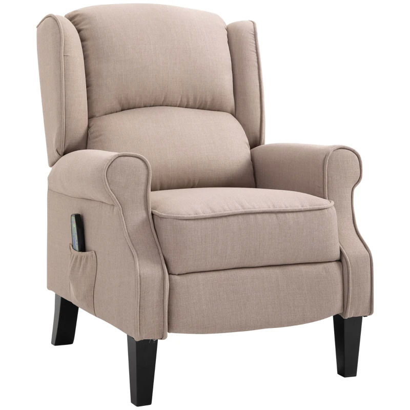 HOMCOM Wingback Heated Vibrating Massage Chair, Accent Sofa Vintage Upholstered Massage Recliner Chair Push-back with Remote Controller, Beige w/code NEW11 $187 Shipped
