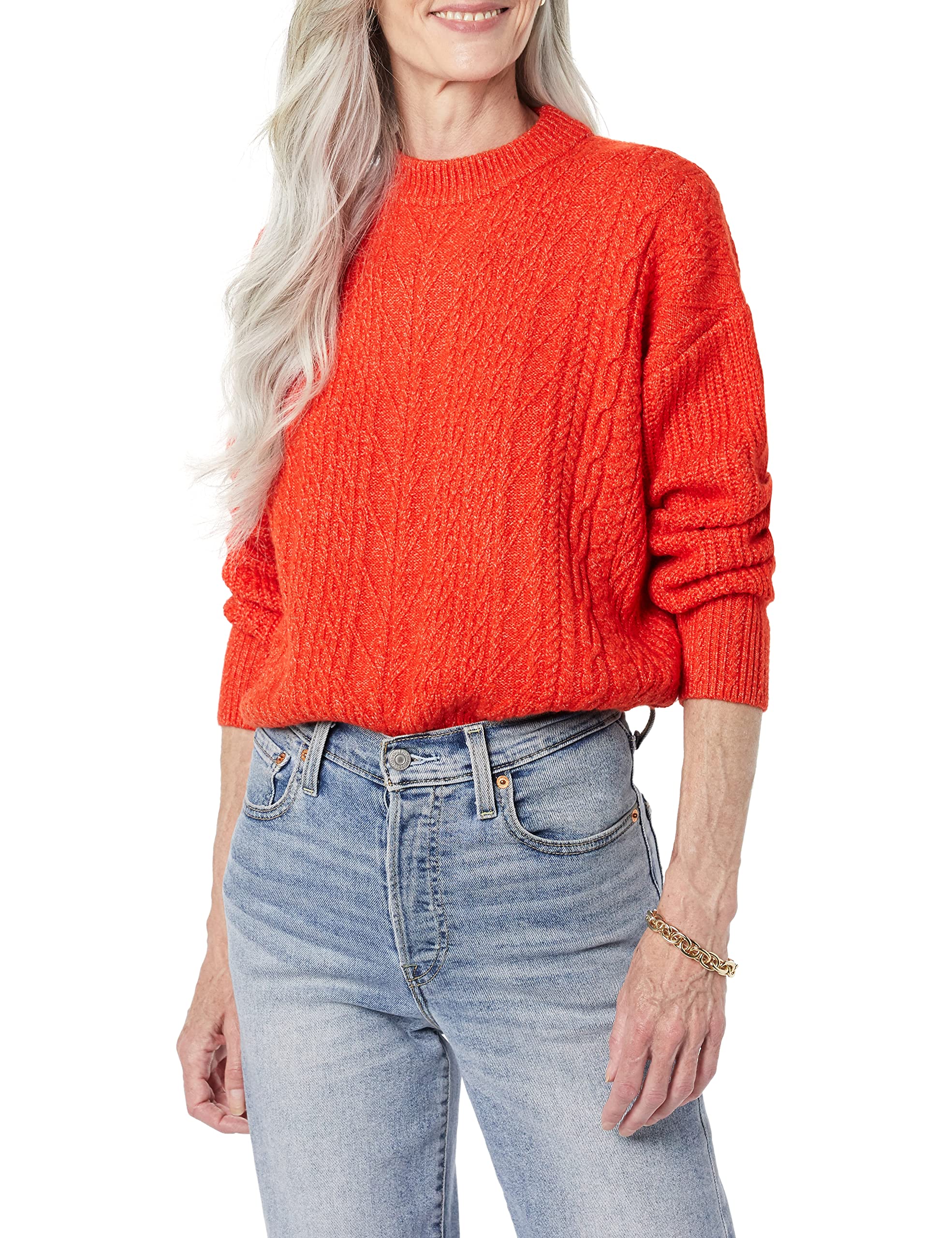 Amazon Essentials Women's Soft-Touch Modern Cable Crewneck Sweater (Available in Plus Size) - $9.70