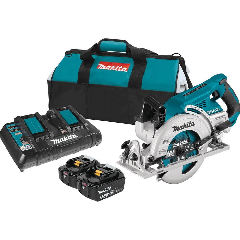 Makita 18V X2 LXT 5.0Ah Lithium-Ion (36V) Brushless Cordless Rear Handle 7-1/4 in. Circular Saw Kit XSR01PT - The Home Depot $249
