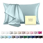 Limited-time deal: Mulberry Silk Pillowcase for Hair and Skin Standard Size 20&quot;X 26&quot; with Hidden Zipper Soft Breathable Smooth Cooling Pillow Covers for Sleeping(Haze Blu - $7.99