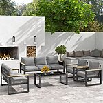 RoyalCraft Aluminum Patio Furniture Set, 5 Piece Outdoor Conversation Set with Coffee Table, Metal Outdoor Patio Furniture Set for Porch Backyard Garden, Grey - $809.99