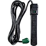 $6.13: GoGreen Power (GG-16103M-12BK) 6 Outlet Surge Protector, 250 Joules, Black, 12ft Cord