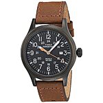 Amazon.com: Timex Men's Expedition Scout 40mm Watch – Black Case Black Dial with Brown Leather Strap : Clothing, Shoes &amp; Jewelry $31