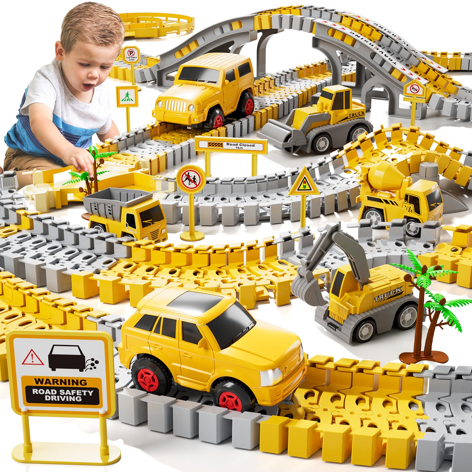 Limited-time deal: iHaHa Toddler Boy Toys for 3 4 5 6 Year Old, Total 236 PCS Construction Toys Race Tracks for Boys Kids Toys, Birthday Toys for 3 4 5 6 Year Old Boys Gi - $25.49
