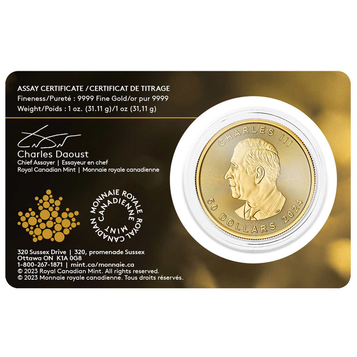 2024 1 oz Canada Maple Leaf Gold Coin - $2219.99