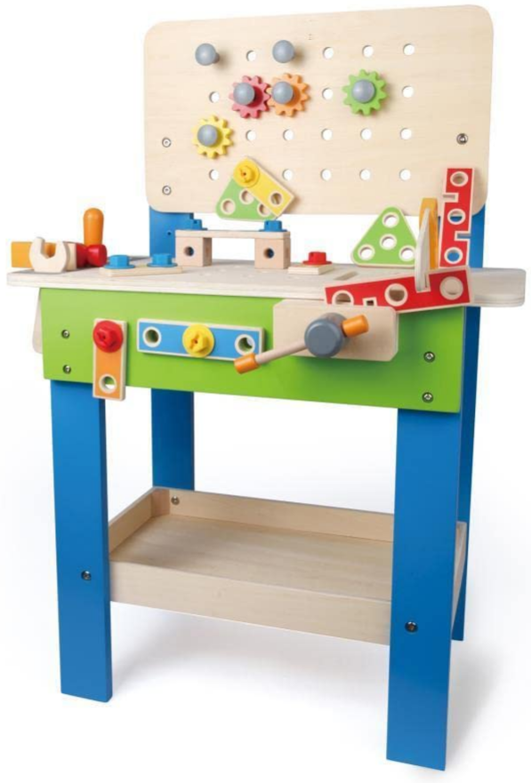Limited-time deal: Master Workbench by Hape | Award Winning Kid's Wooden Tool Bench Toy Pretend Play Creative Building Set, Height Adjustable 35Piece Workshop for Toddler - $69.29