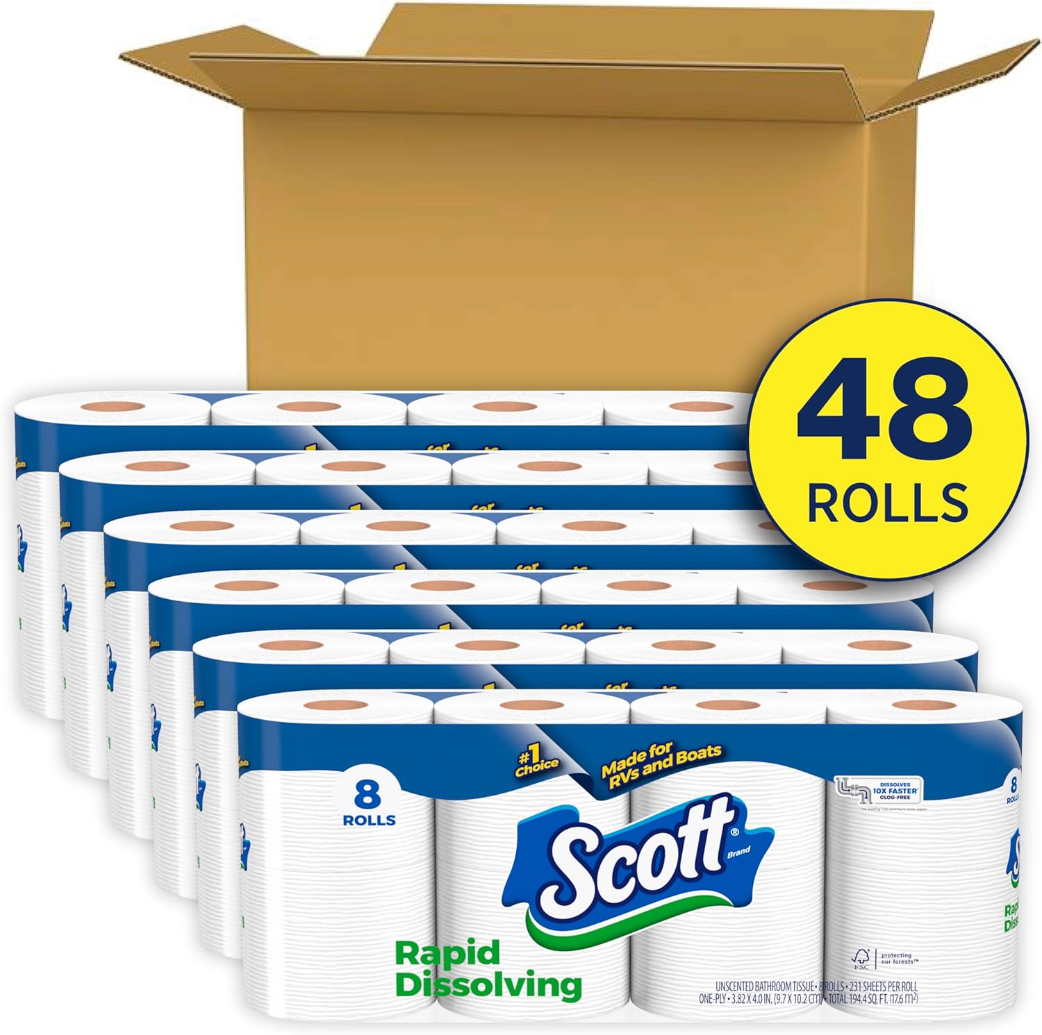 $29.16 w/ S&S: Scott Rapid-Dissolving Toilet Paper, 48 Double Rolls, Sustainable, Septic-Safe, Toilet Paper
