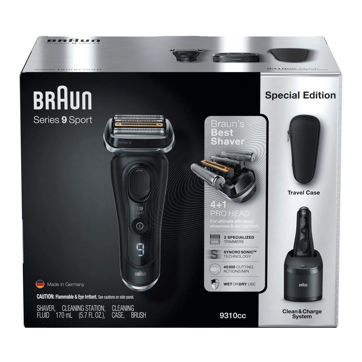Braun Series 9 Sport Electric Shaver, Rechargeable & Cordless Electric Razor, 9310cc $135