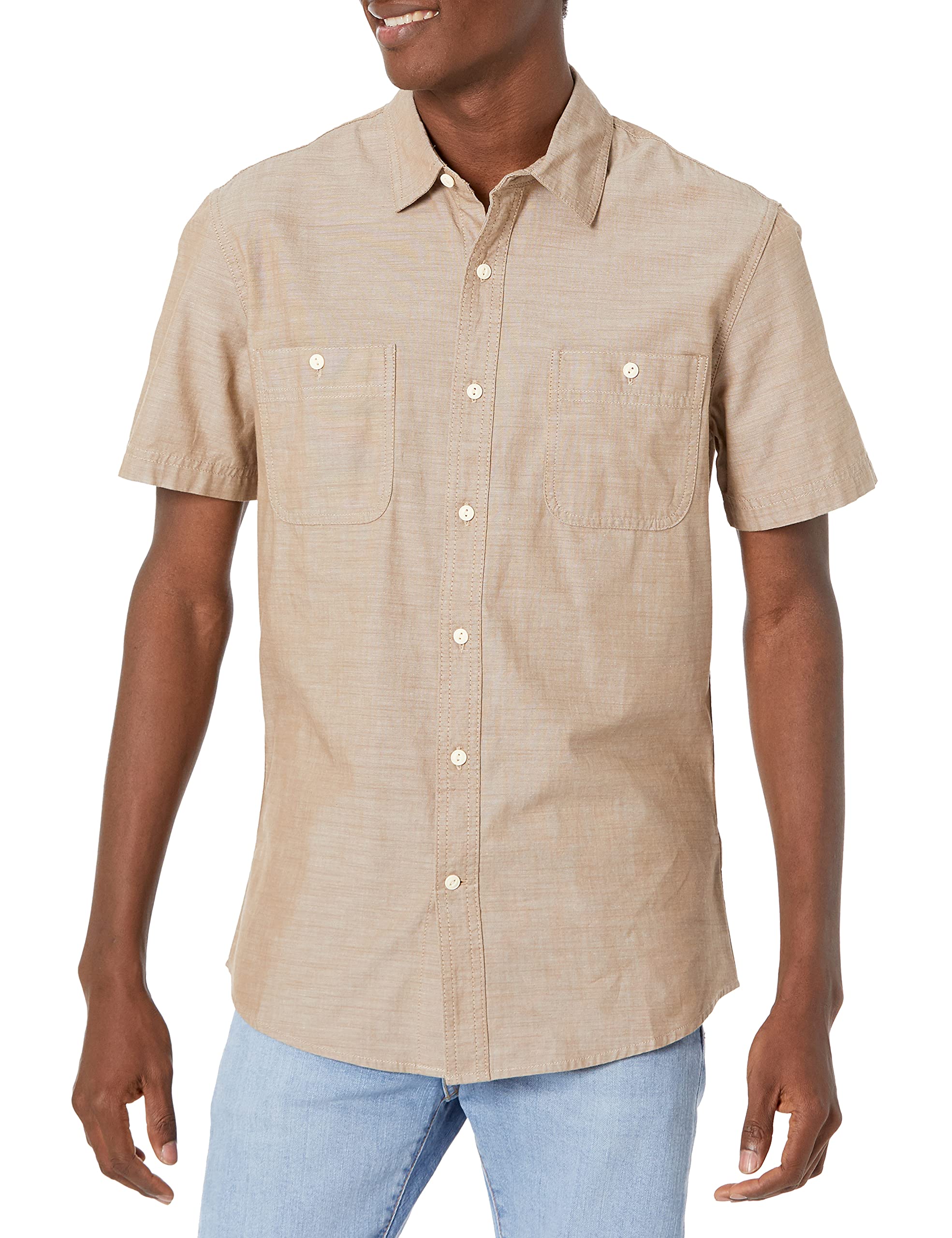 Amazon Essentials Men's Short-Sleeve Chambray Shirt - $5.90