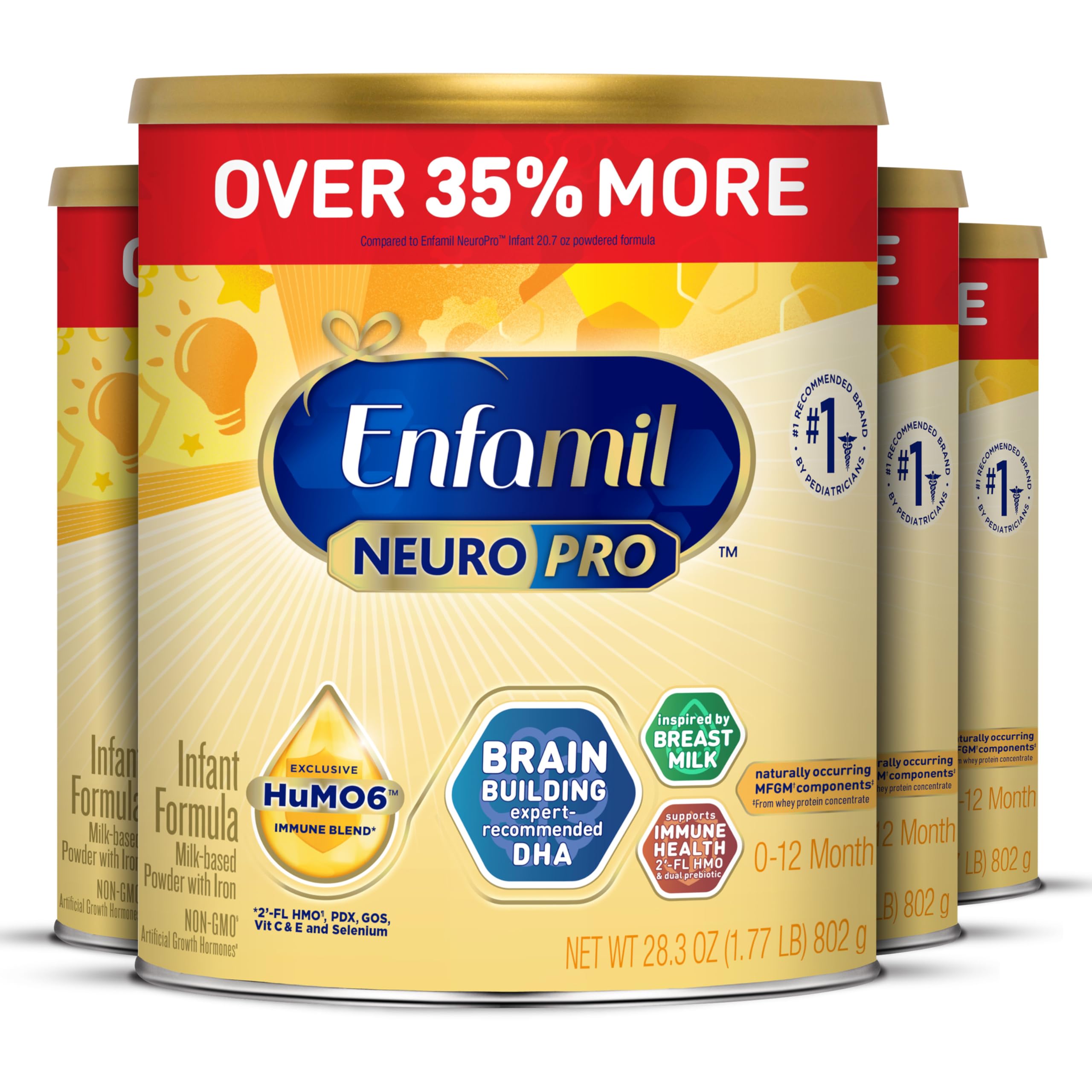 Enfamil NeuroPro Baby Formula, 28.3oz x 4 cans 7.08 lbs Milk-Based Infant Nutrition