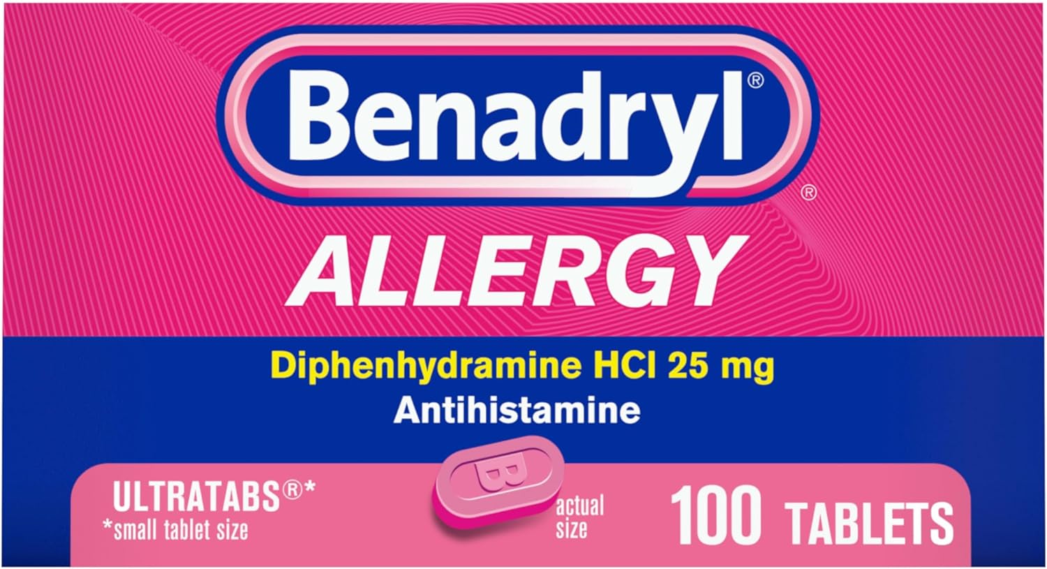 [S&S] $6.21: 100-Ct Benadryl Allergy Antihistamine Ultratabs 25mg Diphenhydramine HCl Tablets at Amazon
