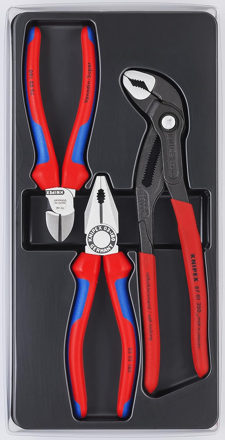 KNIPEX Tools - 3 Piece Combination, Diagonal, Cobra Set (002009V01), free delivery for Prime Members