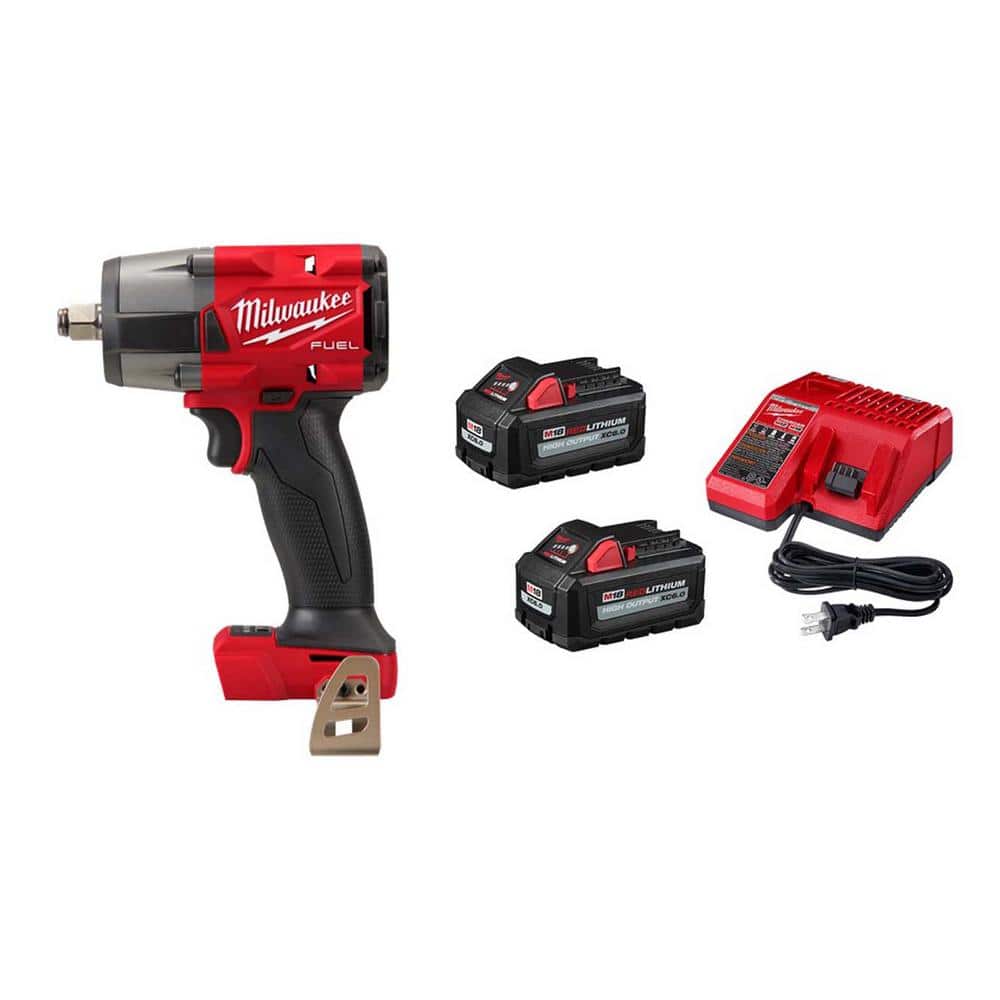 M18 FUEL Gen-2 18V Lithium-Ion Brushless Cordless Mid Torque 1/2 in. Impact Wrench with (2) 6.0Ah Batteries and Charger - $279
