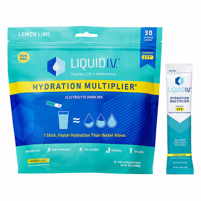 Liquid IV .73 cents per packet (30 for $22 at Costco) Multiple flavors ...