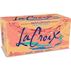 LaCroix Sparkling Water, Pamplemousse (Grapefruit), 12 Fl Oz (pack of 8) - $2.50