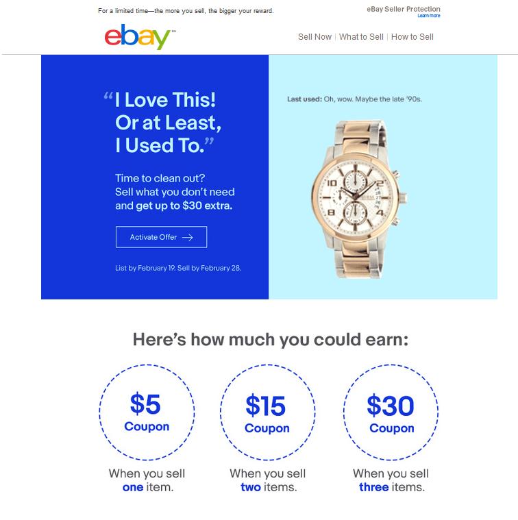 [Targeted] eBay: Get up to a $30 coupon for selling on eBay