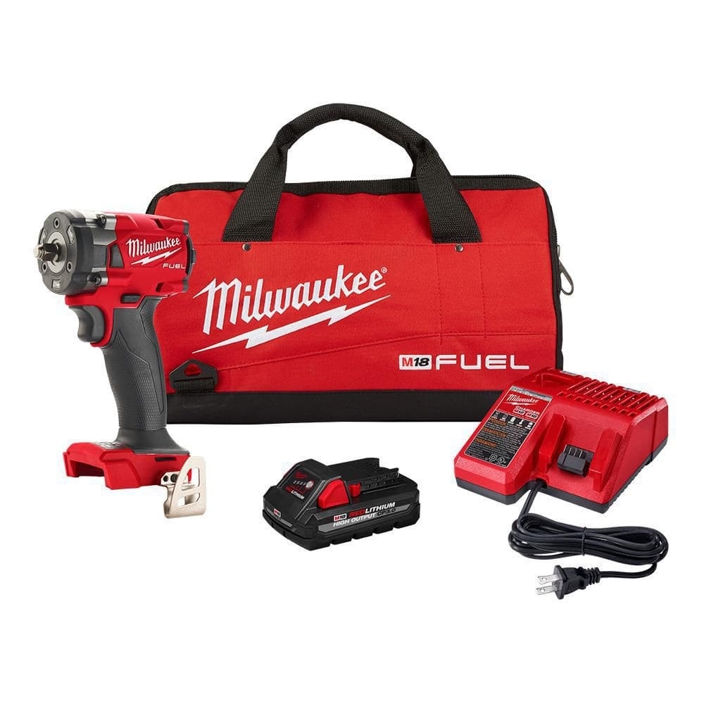 Milwaukee M18 FUEL 18-Volt Lithium-Ion Brushless Cordless 3/8 in. Compact Impact Wrench w/Friction Ring High Output Kit 2854-21HO - $175.00
