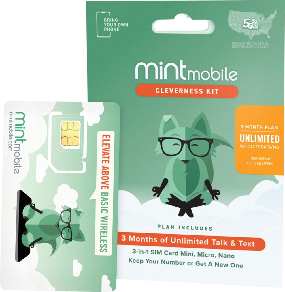 Mint Mobile - Unlimited Phone Plan - 3 Months of Wireless Service $90 + $25 Best Buy Gift Card