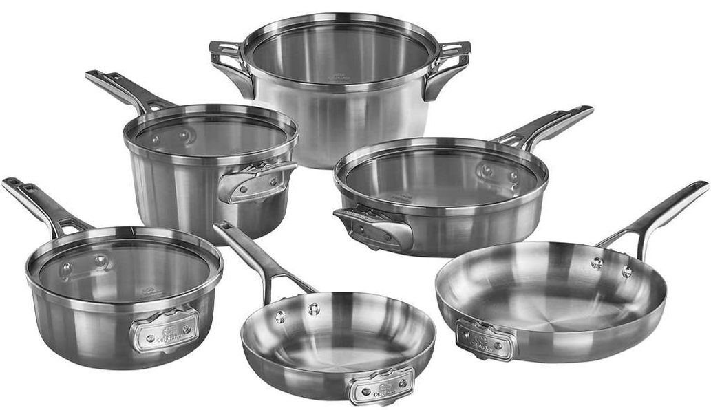 Costco has Calphalon Premier 10-piece Stainless Steel Space Saving Cookware for $ 270 after $80 off - lowest Costco price for tri-ply stainless steel 10-piece Calphalon set!