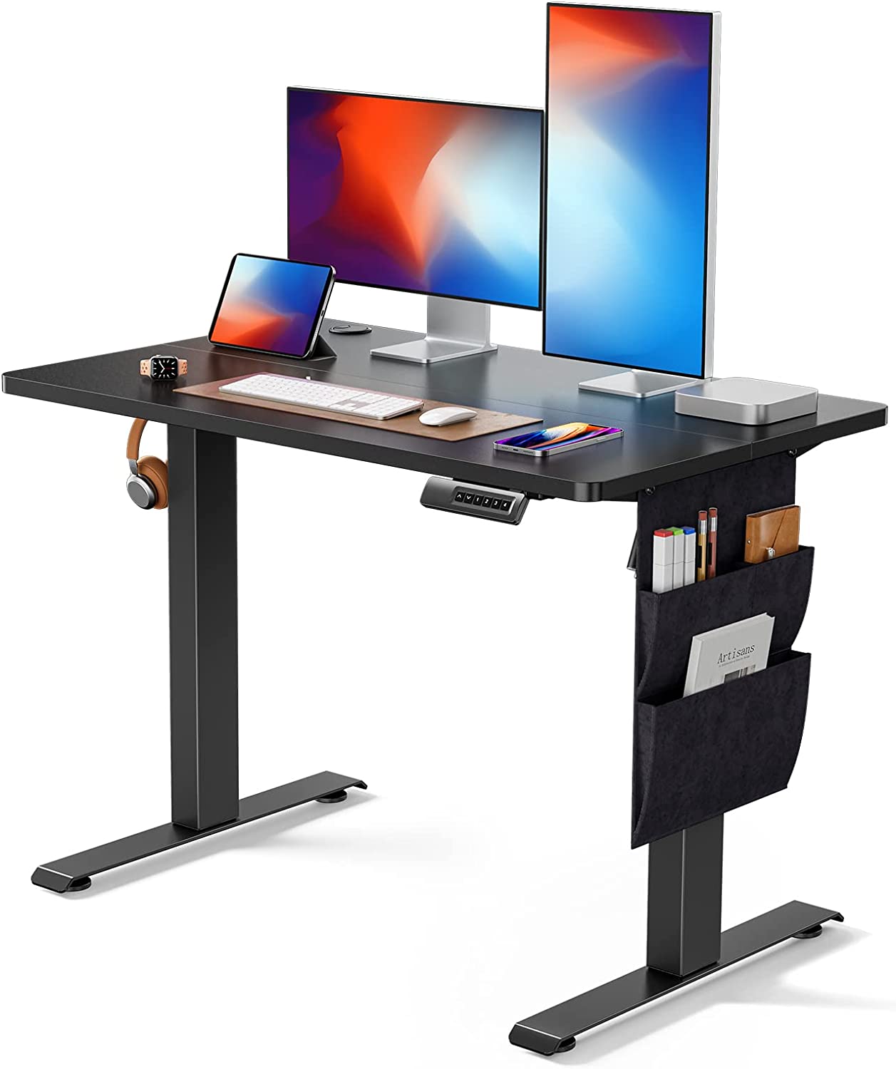 Marsail Electric Standing Desk Adjustable Height with Storage Bag (40 * 24 Inch, Black/Dark Black) for $114.99